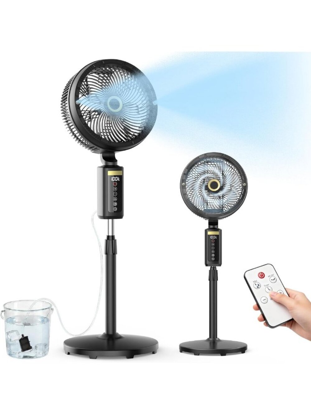 Portable Outdoor Misting Fan with Water Pump, 12-Inch Oscillating Cooling Fan